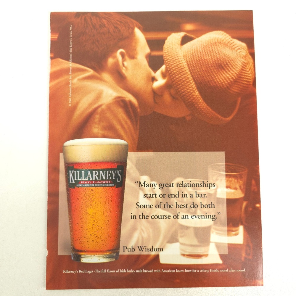 Killarney's Red Lager Beer Print Ad 2000 Maxim Pub Wisdom Irish Home Bar Decor